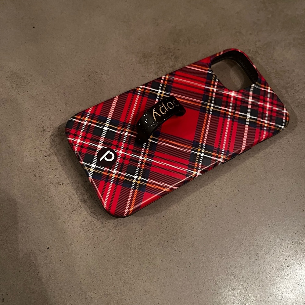 Plaid Red Phone Case with Grip by PopSocket